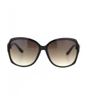 Womens Square Art Deco Rhinestone Jewel Butterfly Plastic Sunglasses - Black White Brown - CF18OQUG0WS $7.13 Oversized