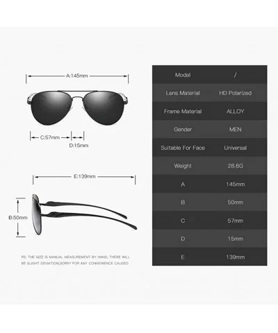 Aviator Sunglasses for Men with 57mm Lens Polarized Classic Glasses LM912 - Golden Frame/Brown Lens - CJ18DWUR6KH $13.48 Round