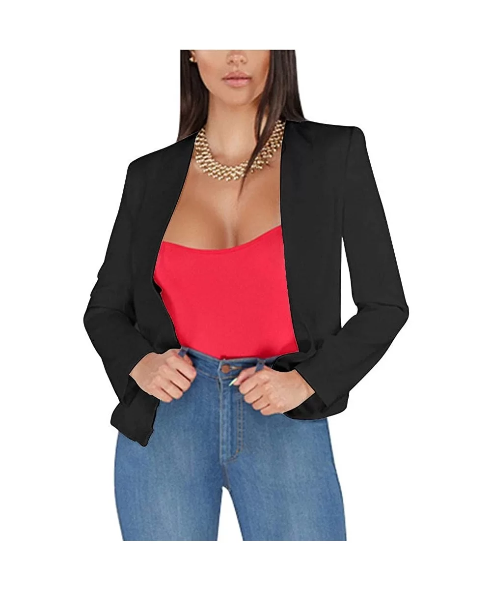 Fashion Women OL Style Slim Suit Long Quarter Sleeve Blazer Elegant Coat Solid Soft Comfy Casual Suit - CE18O96HQYO $8.48 Sport