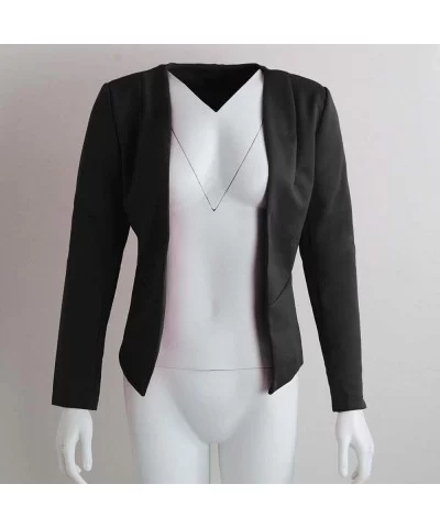 Fashion Women OL Style Slim Suit Long Quarter Sleeve Blazer Elegant Coat Solid Soft Comfy Casual Suit - CE18O96HQYO $8.48 Sport