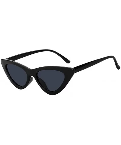 Women Retro Vintage Cat Eye Narrow Slim Sunglasses Goggles Plastic Frame - Black-smoke - CC18I2M5OQL $8.05 Goggle