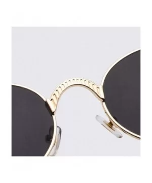 Steampunk Round Sunglasses Women Retro Metal Oval Vintage Sun Glasses for Men - Gold With Black - CJ18SQ67YDT $5.88 Oval