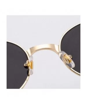 Steampunk Round Sunglasses Women Retro Metal Oval Vintage Sun Glasses for Men - Gold With Black - CJ18SQ67YDT $5.88 Oval