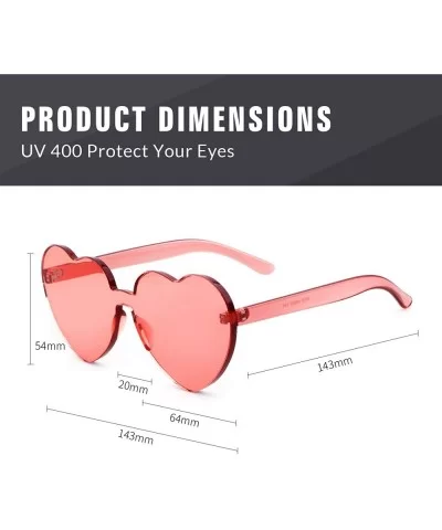 Heart Shape Rimless sunglasses Festival Party Glasses - Wine Red - CF1895UYWXW $6.54 Rimless