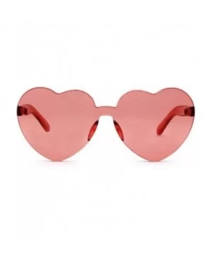 Heart Shape Rimless sunglasses Festival Party Glasses - Wine Red - CF1895UYWXW $6.54 Rimless