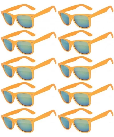 Wholesale of 10 Pairs Mirror Reflective Colored Lens Sunglasses Horn Rimmed Style - 10_pairs_orange_mirr - CM12O52HXP5 $20.35...