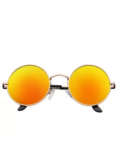 John Lennon Inspired Sunglasses Round Hippie Shades Retro Colored Lenses - Orange Ice - CN11JRWDF9H $5.89 Aviator