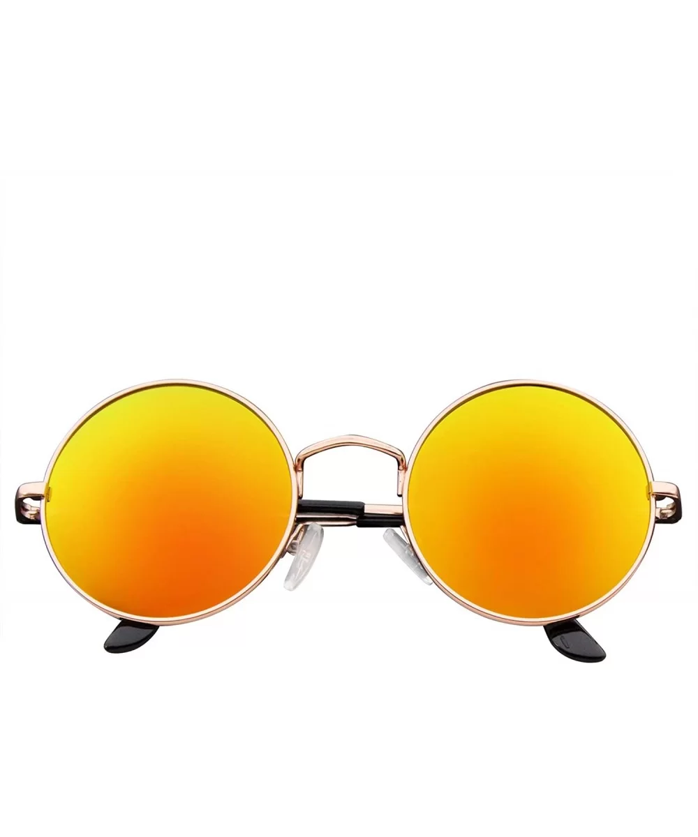 John Lennon Inspired Sunglasses Round Hippie Shades Retro Colored Lenses - Orange Ice - CN11JRWDF9H $5.89 Aviator