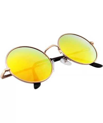 John Lennon Inspired Sunglasses Round Hippie Shades Retro Colored Lenses - Orange Ice - CN11JRWDF9H $5.89 Aviator