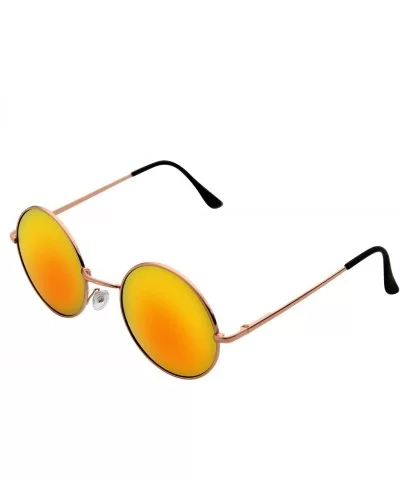 John Lennon Inspired Sunglasses Round Hippie Shades Retro Colored Lenses - Orange Ice - CN11JRWDF9H $5.89 Aviator