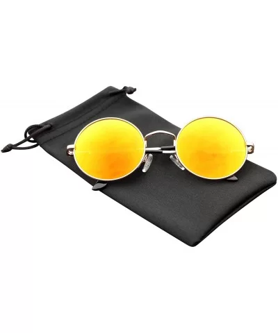 John Lennon Inspired Sunglasses Round Hippie Shades Retro Colored Lenses - Orange Ice - CN11JRWDF9H $5.89 Aviator