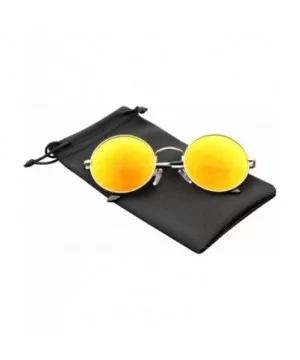 John Lennon Inspired Sunglasses Round Hippie Shades Retro Colored Lenses - Orange Ice - CN11JRWDF9H $5.89 Aviator