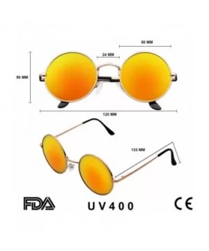 John Lennon Inspired Sunglasses Round Hippie Shades Retro Colored Lenses - Orange Ice - CN11JRWDF9H $5.89 Aviator