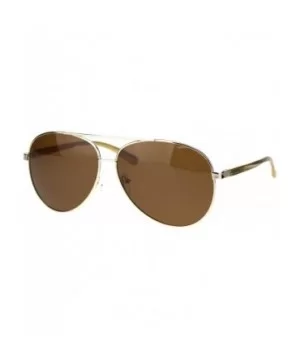 TAC Polarized Lens Sunglasses Mens Round Aviators Spring Hinge UV Block - Gold (Brown) - CZ18WR08AAS $10.00 Aviator