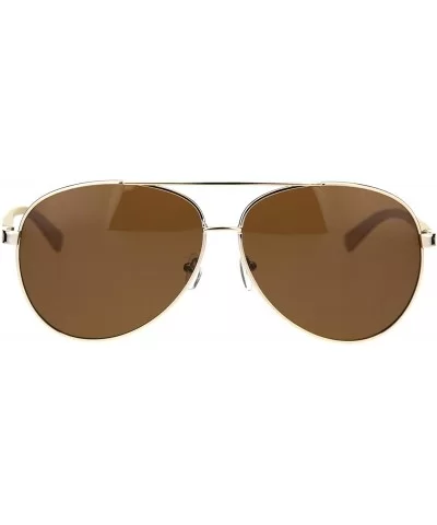 TAC Polarized Lens Sunglasses Mens Round Aviators Spring Hinge UV Block - Gold (Brown) - CZ18WR08AAS $10.00 Aviator