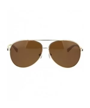 TAC Polarized Lens Sunglasses Mens Round Aviators Spring Hinge UV Block - Gold (Brown) - CZ18WR08AAS $10.00 Aviator