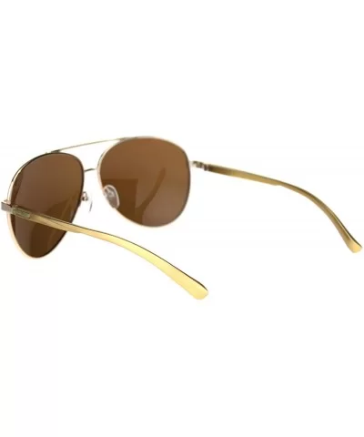 TAC Polarized Lens Sunglasses Mens Round Aviators Spring Hinge UV Block - Gold (Brown) - CZ18WR08AAS $10.00 Aviator