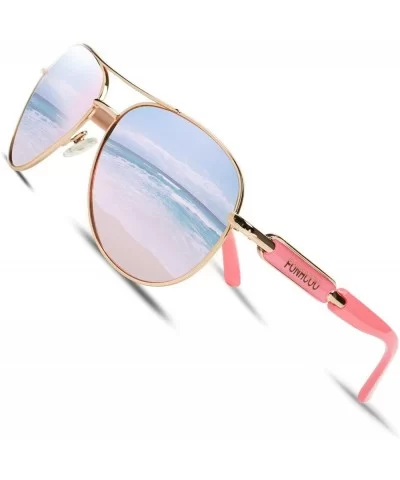 Polarized Sunglasses for Women Men - Oversized Aviator Sunglasses Metal Frame UV400 Protection - Pink - C318TTYIU6I $15.78 Sport