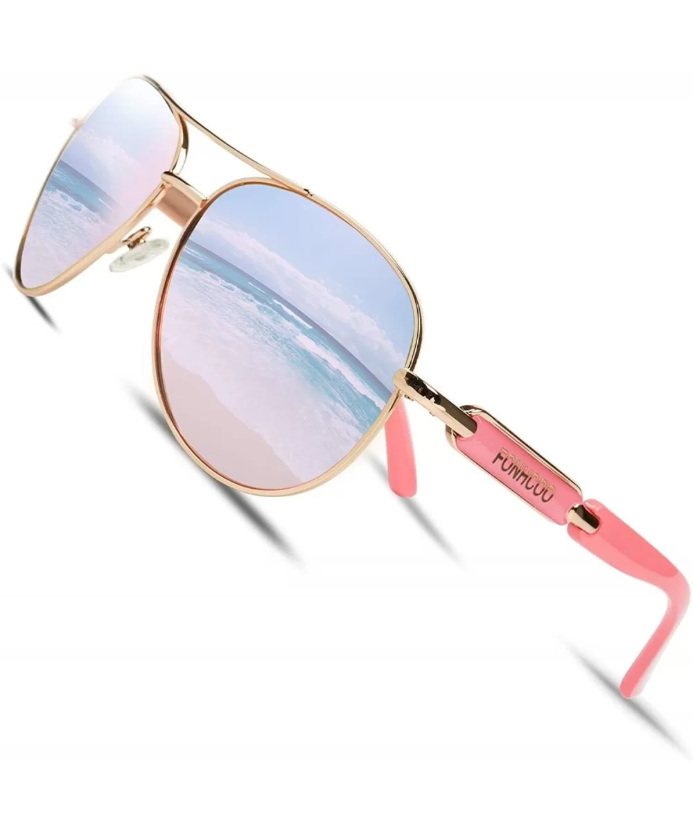 Polarized Sunglasses for Women Men - Oversized Aviator Sunglasses Metal Frame UV400 Protection - Pink - C318TTYIU6I $15.78 Sport