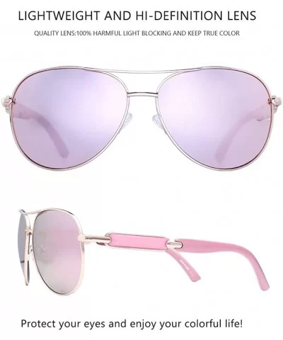 Polarized Sunglasses for Women Men - Oversized Aviator Sunglasses Metal Frame UV400 Protection - Pink - C318TTYIU6I $15.78 Sport