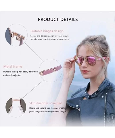 Polarized Sunglasses for Women Men - Oversized Aviator Sunglasses Metal Frame UV400 Protection - Pink - C318TTYIU6I $15.78 Sport