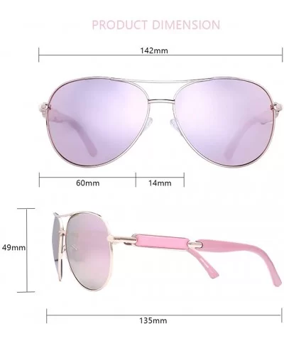 Polarized Sunglasses for Women Men - Oversized Aviator Sunglasses Metal Frame UV400 Protection - Pink - C318TTYIU6I $15.78 Sport