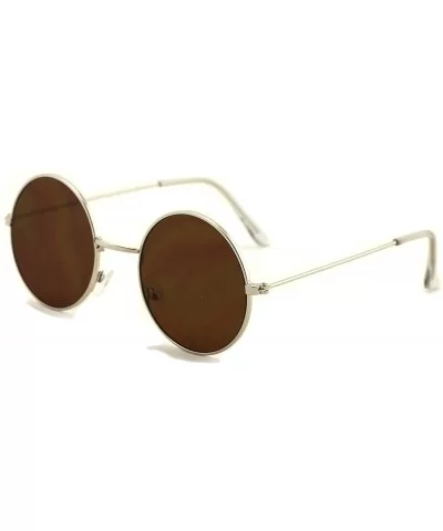 Casual Fashion Medium Round Circle Near Flat Lens Sunglasses Thin Frame Unisex - Silver - CO12N1DPTUC $7.09 Round