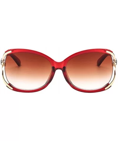 Fashion Elegant Oversize Flower Sunglasses Women Vintage Eyewear - Red Frame & Brown Lens - CH18CX0K7HK $9.12 Oversized