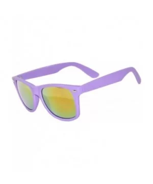 1 Pair Mirrored Reflective Colored Lens Sunglasses Matte Frame Horn Rimmed Style - 1_purpl_mirr - C512O52G0KX $5.99 Goggle