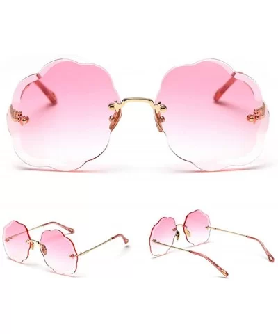 Fashion Sunglasses Gradient Cutting Glasses - Pink - C418U9MAUUU $9.90 Rimless