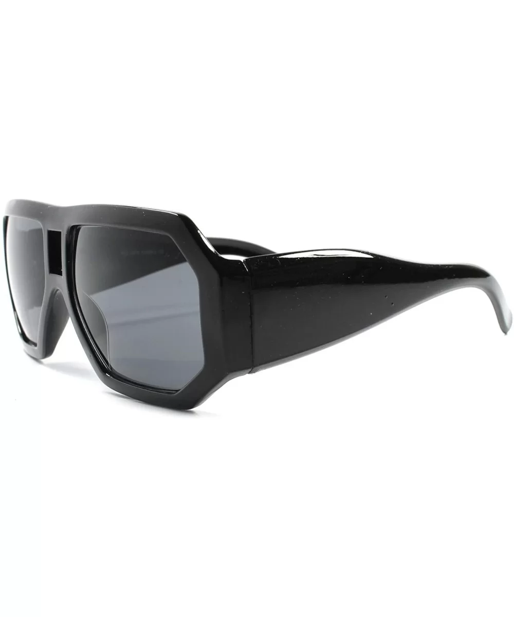 Retro Futuristic Hip Hop Thick Frame Mens Womens Fashion Square Sunglasses - Black - CR1892EMMTS $9.17 Square