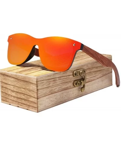 Wood Rimless Polarized Men's Sunglasses Square Frame Sun Glasses Women Sun Glasses - Red Bubinga Wood - CZ194O2R0QW $23.42 Oval