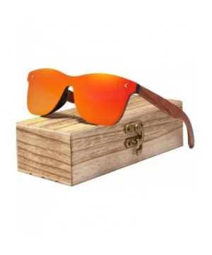 Wood Rimless Polarized Men's Sunglasses Square Frame Sun Glasses Women Sun Glasses - Red Bubinga Wood - CZ194O2R0QW $23.42 Oval