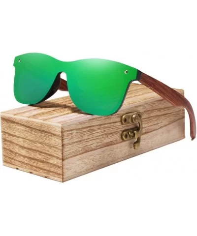 Wood Rimless Polarized Men's Sunglasses Square Frame Sun Glasses Women Sun Glasses - Red Bubinga Wood - CZ194O2R0QW $23.42 Oval