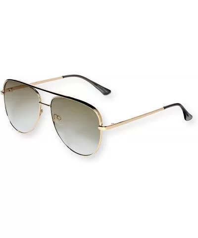 Fashionable Metal Aviator Sunglasses with Oversize Flat Reflective Mirror Lenses (GEMINI) - Gold/Green - CY18R735AOU $12.50 A...