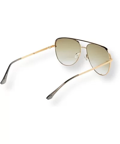 Fashionable Metal Aviator Sunglasses with Oversize Flat Reflective Mirror Lenses (GEMINI) - Gold/Green - CY18R735AOU $12.50 A...