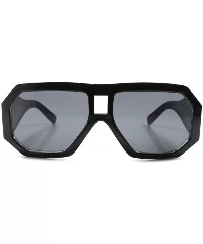 Retro Futuristic Hip Hop Thick Frame Mens Womens Fashion Square Sunglasses - Black - CR1892EMMTS $9.17 Square