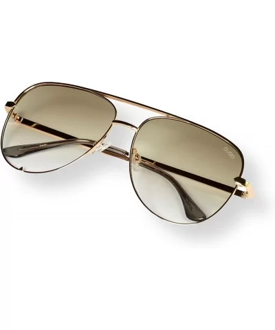 Fashionable Metal Aviator Sunglasses with Oversize Flat Reflective Mirror Lenses (GEMINI) - Gold/Green - CY18R735AOU $12.50 A...