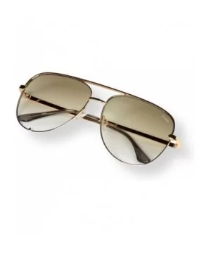 Fashionable Metal Aviator Sunglasses with Oversize Flat Reflective Mirror Lenses (GEMINI) - Gold/Green - CY18R735AOU $12.50 A...