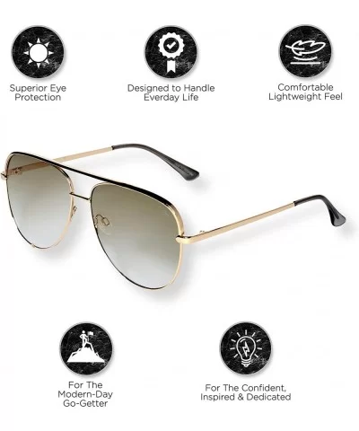 Fashionable Metal Aviator Sunglasses with Oversize Flat Reflective Mirror Lenses (GEMINI) - Gold/Green - CY18R735AOU $12.50 A...