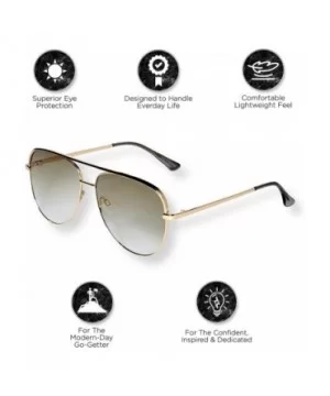 Fashionable Metal Aviator Sunglasses with Oversize Flat Reflective Mirror Lenses (GEMINI) - Gold/Green - CY18R735AOU $12.50 A...