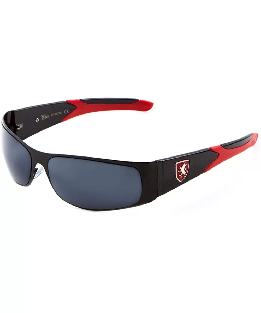 Wide Curved Frame Color Temple Sunglasses - Black Red - C8199E26NNX $11.57 Shield