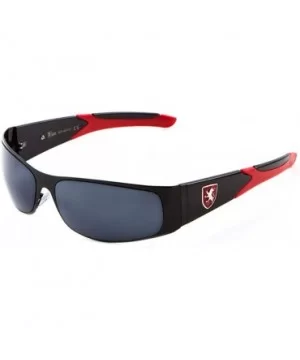 Wide Curved Frame Color Temple Sunglasses - Black Red - C8199E26NNX $11.57 Shield