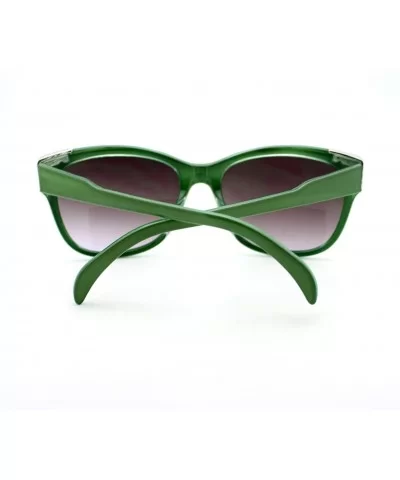 Womens Square Sunglasses Metal Top Corners Chic Trendy Designer Fashion - Green - CT11X91M8XL $7.05 Square