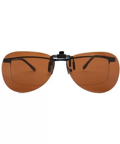 Clip On Polarized Aviator Sunglass Lenses Clip Flip Up Lenses Men Women Fashion - Dark Brown - CQ18XD70XMT $5.47 Aviator