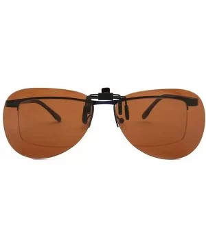 Clip On Polarized Aviator Sunglass Lenses Clip Flip Up Lenses Men Women Fashion - Dark Brown - CQ18XD70XMT $5.47 Aviator