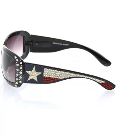 Sunglasses Womens Texas Lone Star State Flag Western Rhinestone UV400 - Black - CD119QDWVZB $18.12 Wrap