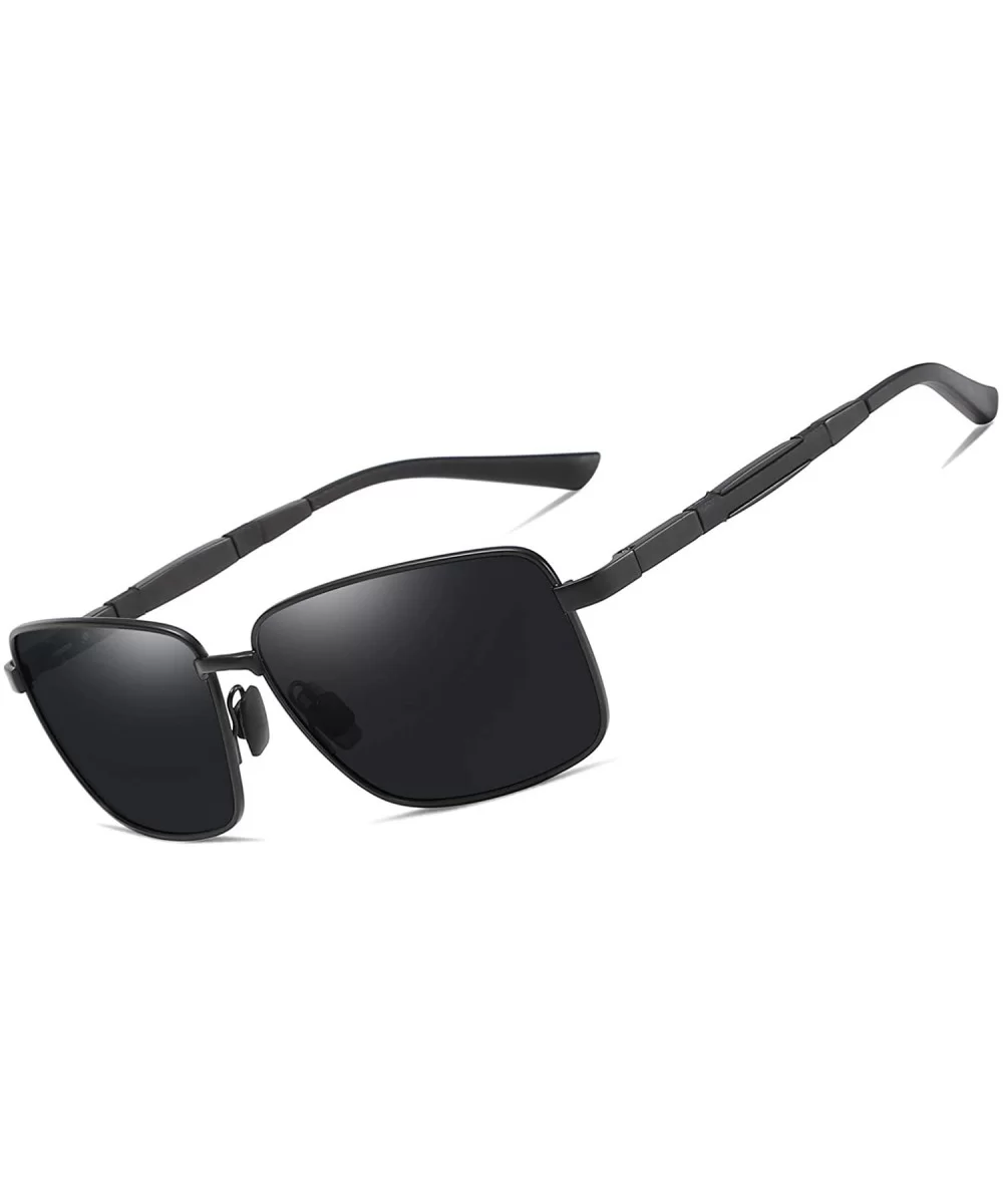 Polarized Square Sunglasses Al-Mg for Men Driving Sun Glasses Womens - Black Grey - C41953XMOIK $12.26 Square