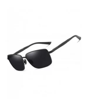 Polarized Square Sunglasses Al-Mg for Men Driving Sun Glasses Womens - Black Grey - C41953XMOIK $12.26 Square