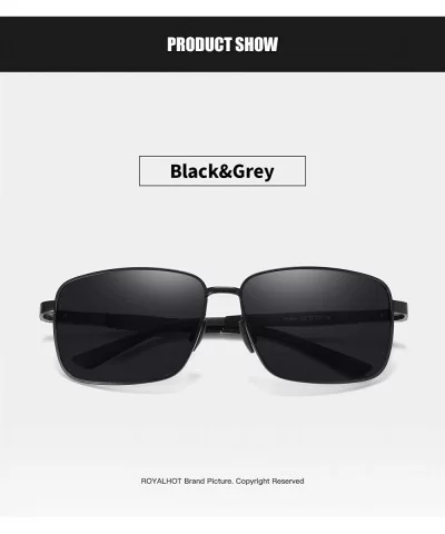 Polarized Square Sunglasses Al-Mg for Men Driving Sun Glasses Womens - Black Grey - C41953XMOIK $12.26 Square